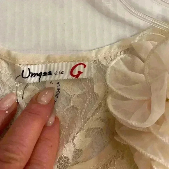 Umgee Women’s Lace Ruffles Sleeveless Elegant Party Loose Cream Mini Dress NEW - Picture 5 of 14